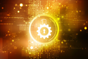 2d illustration Safety concept: Closed Padlock on digital background