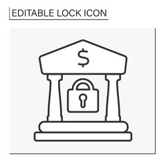  Personal data line icon. Governmental building. Bank. Lock concept. Isolated vector illustration. Editable stroke