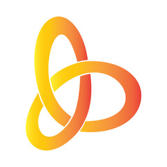 Trinity knot triquerta symbol design logo. Triangle ring circle pattern shape dimensional illustration