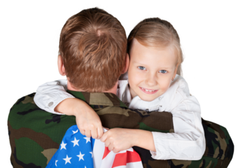 Soldier Dad Hugging his Daughter