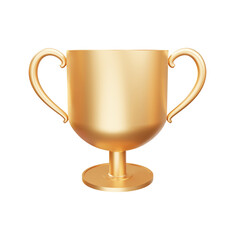 Golden cup 3d icon rendering illustration