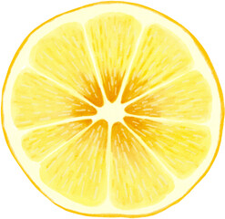 lemon with leaves watercolor hand-drawing PNG