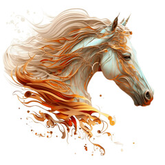White Horse head portrait in color splash vibrant
