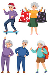 Set of old people characters