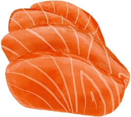 salmon sashimi watercolor hand-drawing PNG