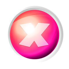 Wrong or exit or close game symbol colorful game button