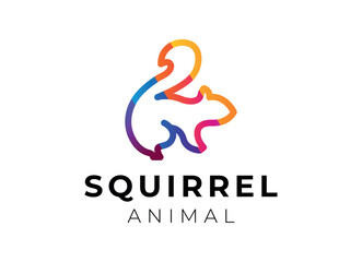 Creative Squirrel Logo. Simple squirrel logo design template.