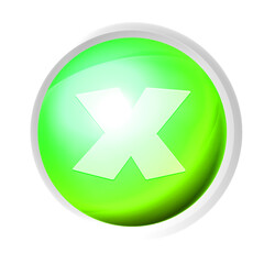 Wrong or exit or close game symbol colorful game button