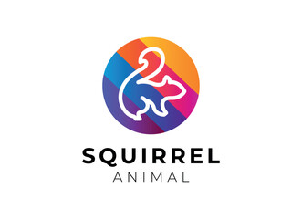 Creative Squirrel Logo. Simple squirrel logo design template.