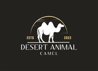 Arabian Camel Logo with badge and emblem design. Camel vector logo