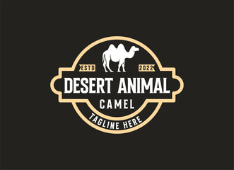 Arabian Camel Logo with badge and emblem design. Camel vector logo