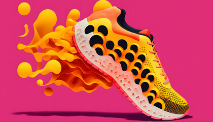 Fototapeta premium illustration of a colorful sneaker, concept of running sport