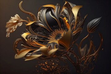 Gilded Elegance: A Bouquet of Golden and Black Flowers that Radiate Opulence