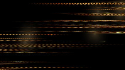 Golden dotted lines with glowing lights abstract tech background