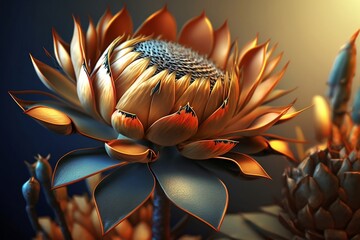 Intricate Elegance: A Close-up Shot of a Golden Flower Revealing its Delicate and Complex Beauty