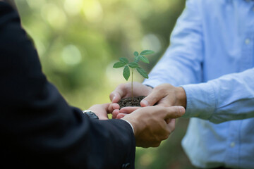 Environmental cooperation. Green business eco company partners h