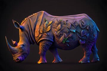 Fototapeta premium colorful rhinoceros created using AI Generative Technology