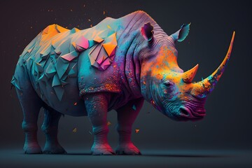 colorful rhinoceros created using AI Generative Technology