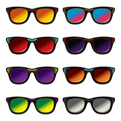An original vector collection. Vintage style sunglasses. T-shirt design, design element.