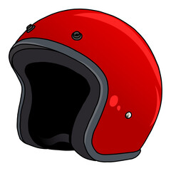 Red Motorbike Classic Helmet Retro Vintage Drawing Vector