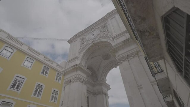 The City Gate In Lisbon Portugal in slowmotion LOG
