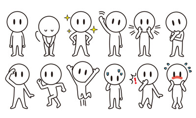 人物セット　シンプルキャラクターのポーズ集