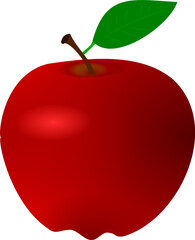 red apple vector illustration, isolated healthy food menu