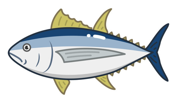 cartoon tuna fish, blue, white, yellow clip art preview