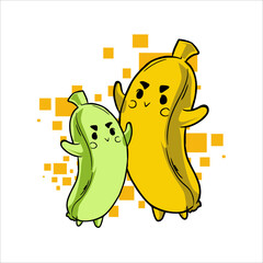 Banana Funny Mascot Vector Illustration , cute, icon,  background for poster design on white background eps10