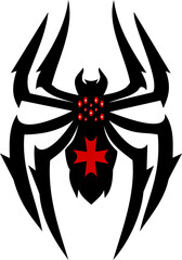 Black spider , Silhouette of a tarantula spider on a white background. Animal clipart vector design illustration