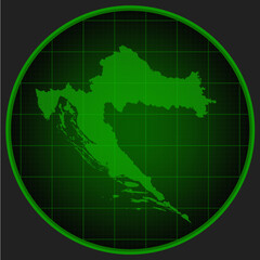 Vector map Croatia on the radar screen