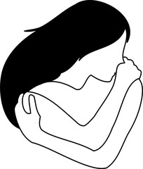 Girl silhouette hugs herself, women's day and activism concept embrace equity.