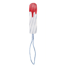 Bloodstained tampon . Women's personal hygiene products. Watercolor illustration. Isolated.