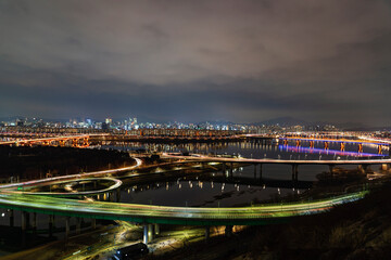 Fototapeta premium View of night of Hangang(river) front side, Seoul, Korea 
