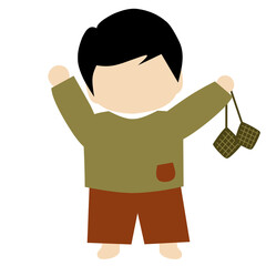 Faceless Muslim and Ketupat Indonesian Food