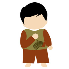 Faceless Muslim and Ketupat Indonesian Food