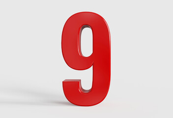 3d red number 9