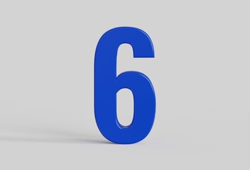 3d blue number 6