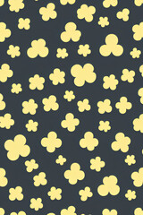 Vector Style Yellow Clover Leaf Patterns Flat Design On A Plain Green Color Background, created with generative ai technology