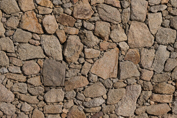 Chaotic masonry flat layout. Ancient historical masonry stone.