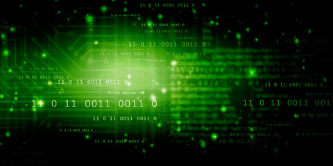 2d illustration abstract digital binary data on computer screen
