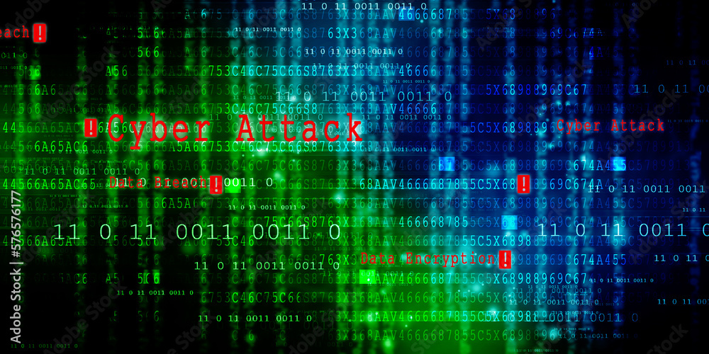 Poster 2d illustration abstract digital binary data on computer screen