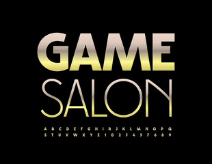 Vector chic Sign Game Salon. creative Golden Font. Luxury Alphabet Letters and Numbers