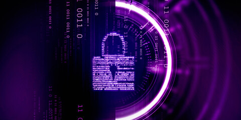 2d illustration Safety concept: Closed Padlock on digital background