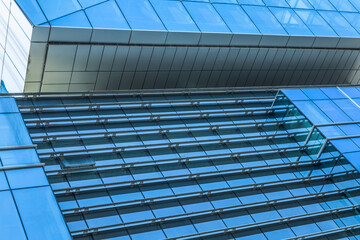 Abstract building. blue glass wall of skyscraper.