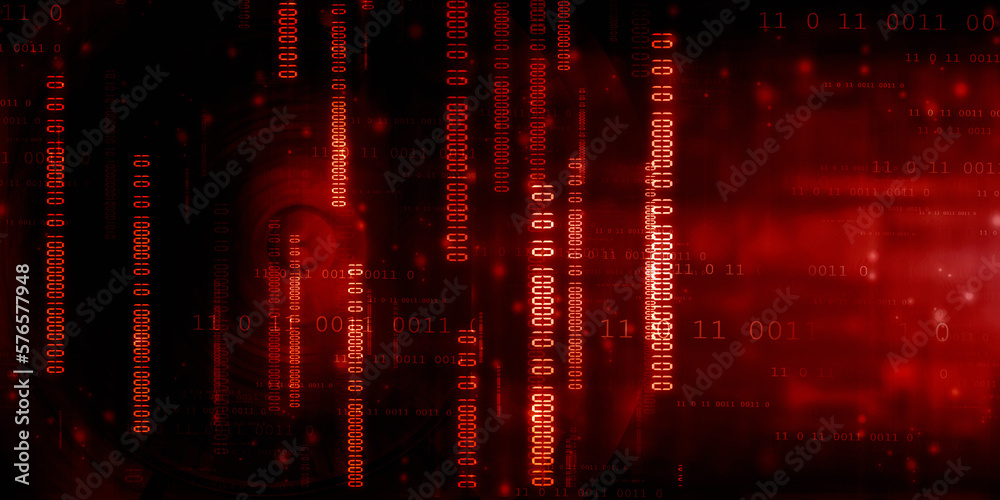 Poster 2d illustration abstract digital binary data on computer screen