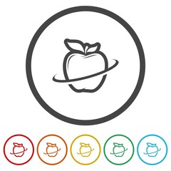 Apple Fruit Logo Design Concept icons in color circle buttons