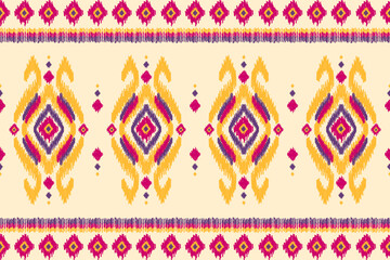Carpet ethnic tribal pattern art. Ethnic ikat seamless pattern. American, Mexican style. Design for background, wallpaper, illustration, fabric, clothing, carpet, textile, batik, embroidery.