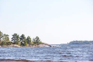 Rock shore of the Koyonsaari Island. Skerries of Ladoga Lake. Karelia Republic, Russia