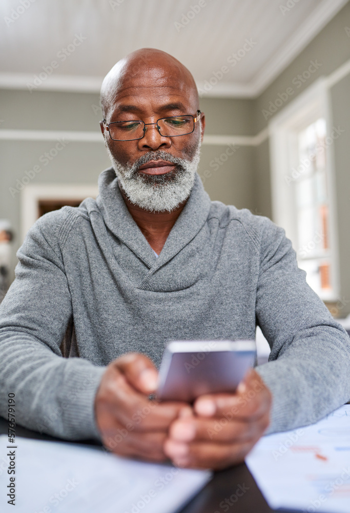 Poster now you can bank from anywhere. cropped shot of a senior man using his cellphone while working on hi